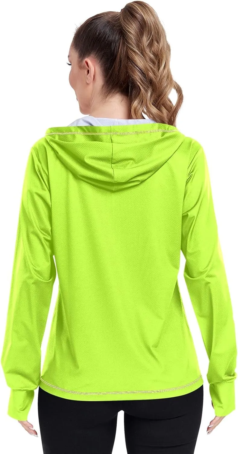 ODAWA Womens Upf Hoodie Lightweight Full Zip Running Jacket UV Cooling Hoodie Summer Clothing