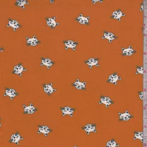 Orange Kitty Double Brushed Jersey Knit Fabric