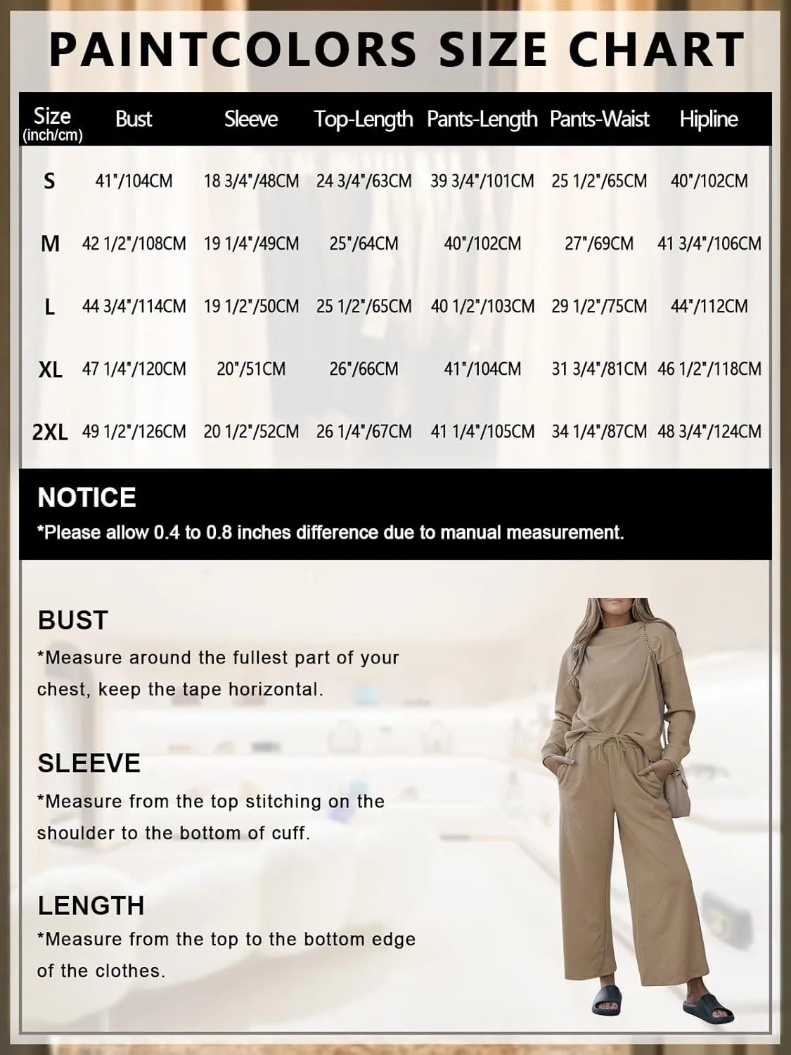 Paintcolors Women's Two Piece Outfit Long Sleeve Tracksuit Fall Sweatsuit Wide Leg Long Sweatpants Lounge Set with Pockets