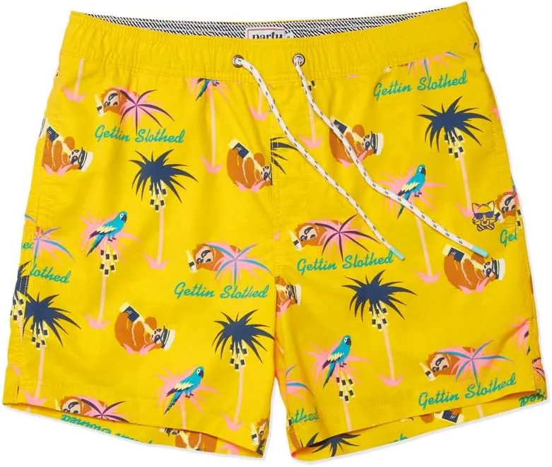 Party Pants USA Mens Swim Trunks, Characters, Stretch Swimming Board Shorts, 5.5 Inseam