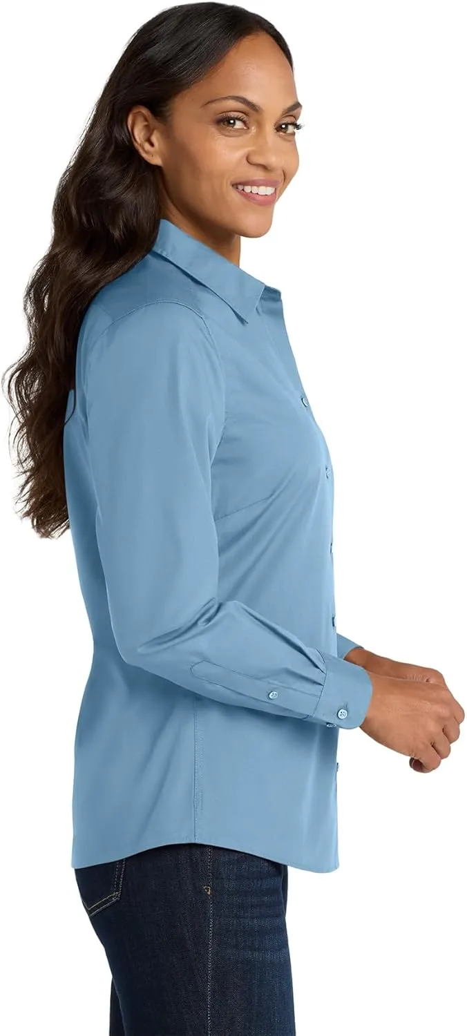 Port Authority Women's Long Sleeve Carefree Poplin Button-Down Shirt