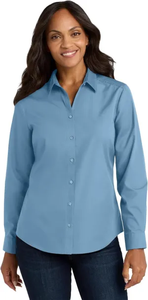 Port Authority Women's Long Sleeve Carefree Poplin Button-Down Shirt