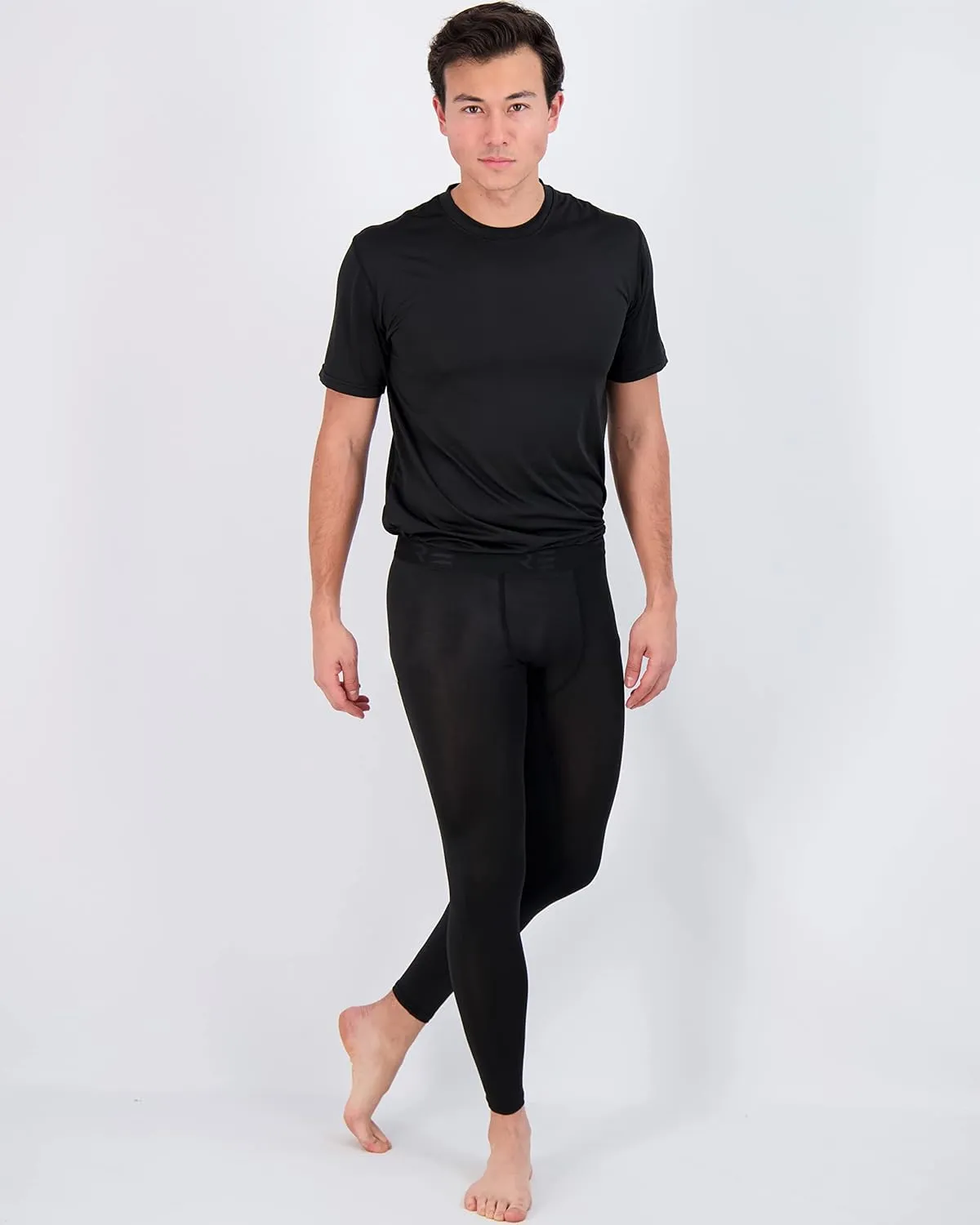 Real Essentials 3 Pack: Men's Active Compression Pants - Workout Base Layer Tights Running Leggings (Available in Big & Tall)