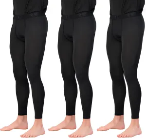 Real Essentials 3 Pack: Men's Active Compression Pants - Workout Base Layer Tights Running Leggings (Available in Big & Tall)