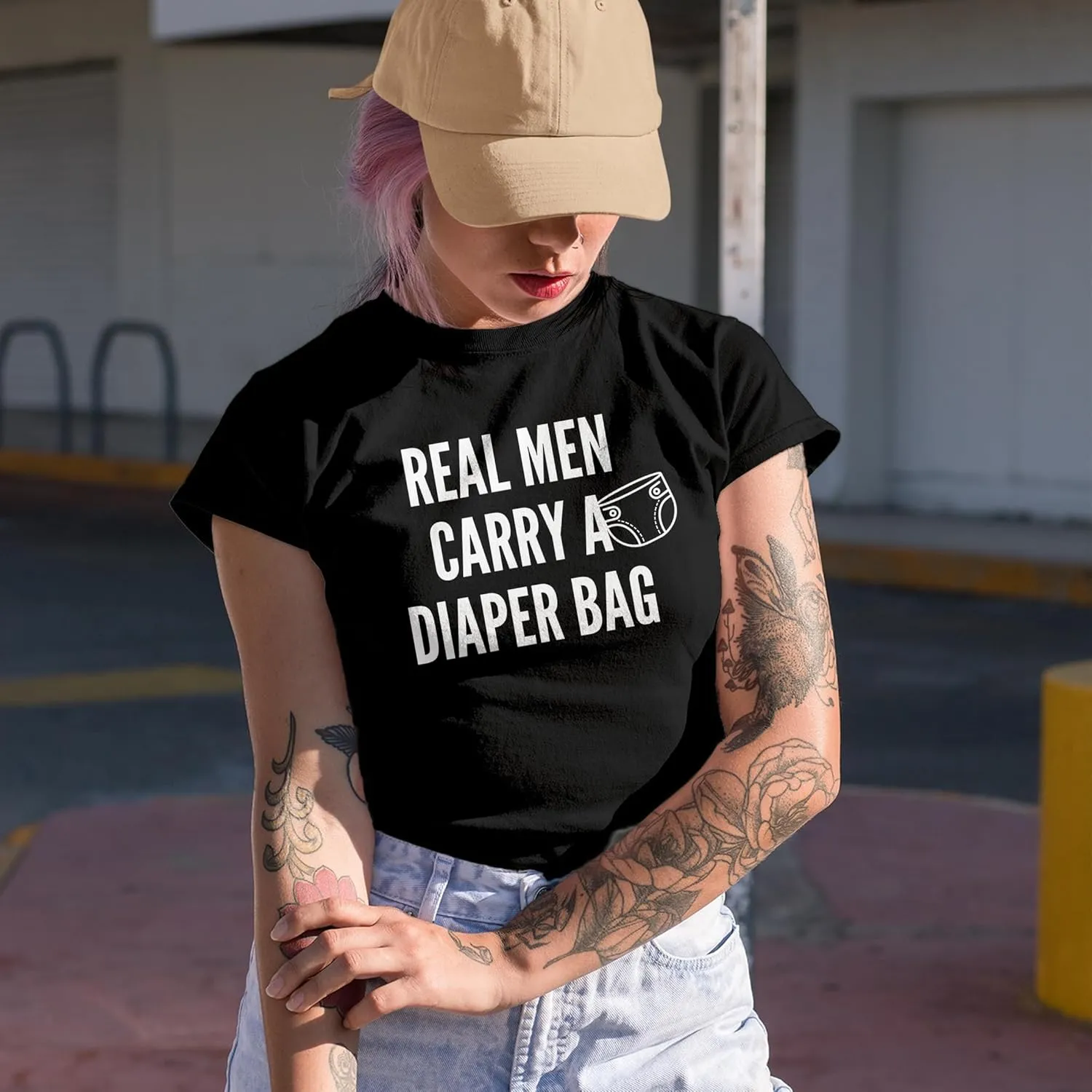 Real Men Carry A Diaper Bag. Father's Day Or Any Occasion Graphic Tshirt for Dad, Daddy, Father, Papa, Grandpop, Grampy, New