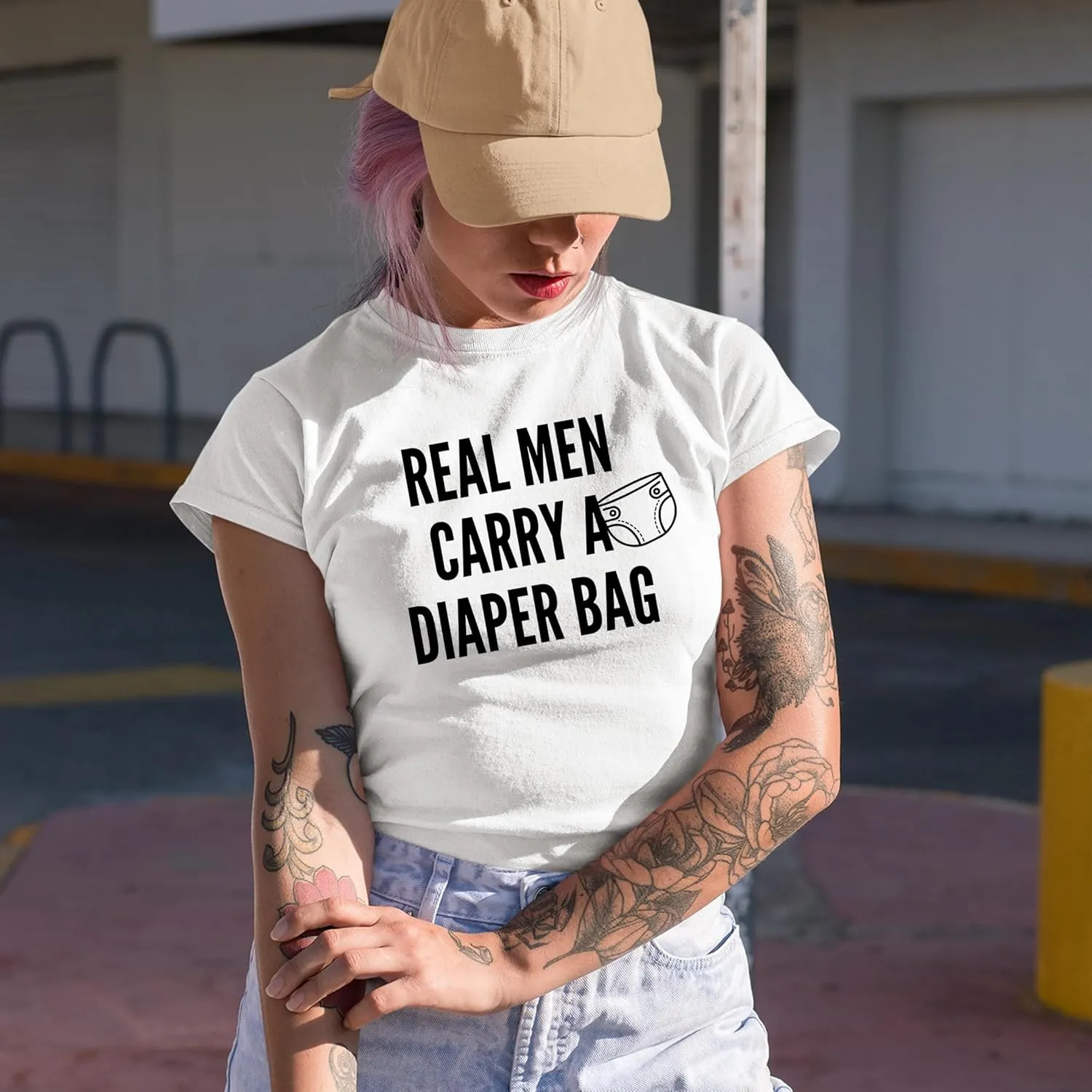 Real Men Carry A Diaper Bag. Father's Day Or Any Occasion Graphic Tshirt for Dad, Daddy, Father, Papa, Grandpop, Grampy, New