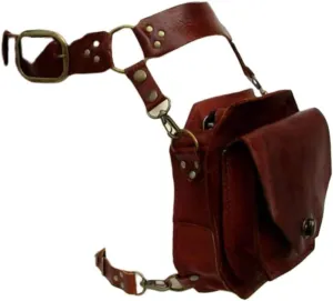 Renaissance Belt Bag, Medieval Thigh bag - Satchel Pouch For Women & Men (Brown)