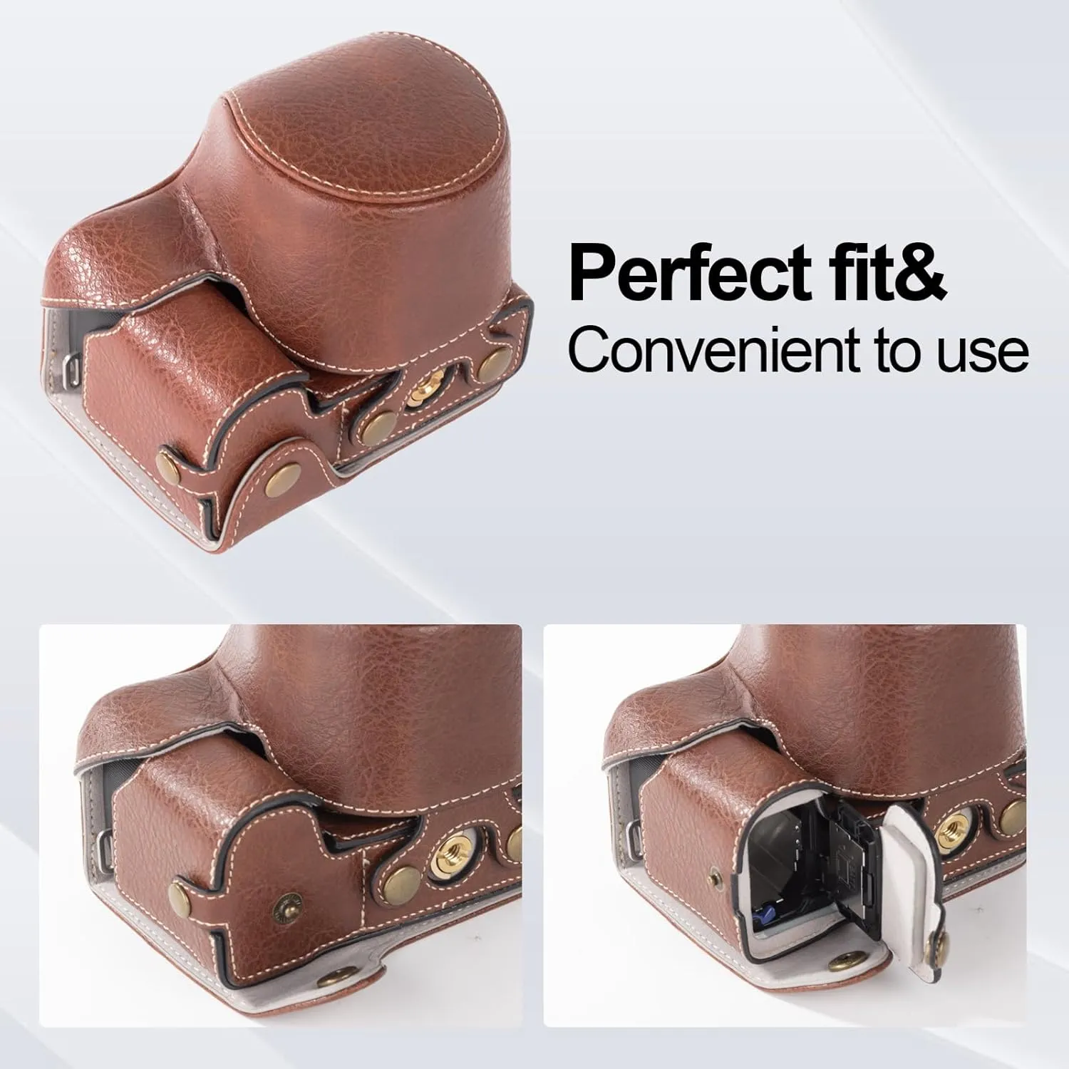 Rieibi Leather Protective Case for Sony ZV-E10 Camera, Fit 16-50mm Lens & Shoulder Strap