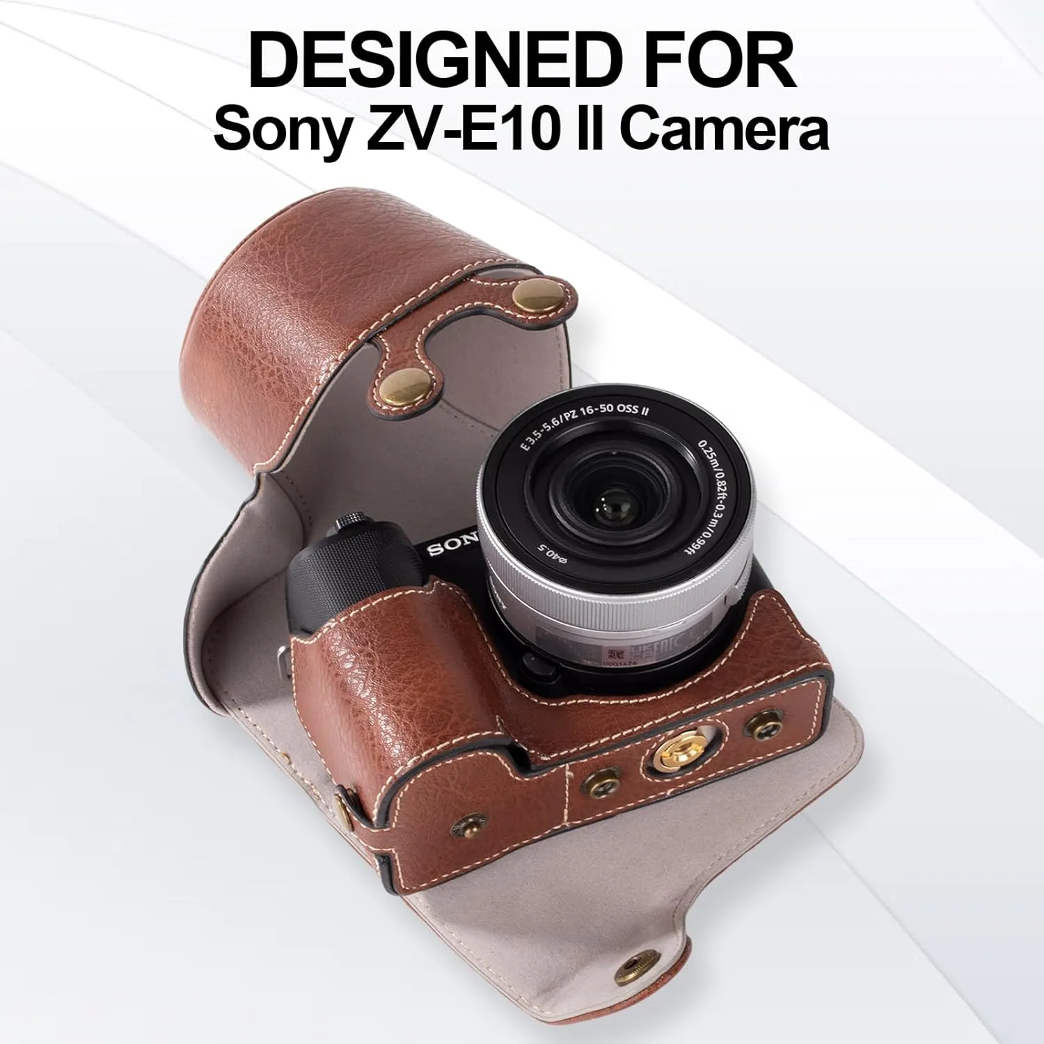 Rieibi Leather Protective Case for Sony ZV-E10 Camera, Fit 16-50mm Lens & Shoulder Strap