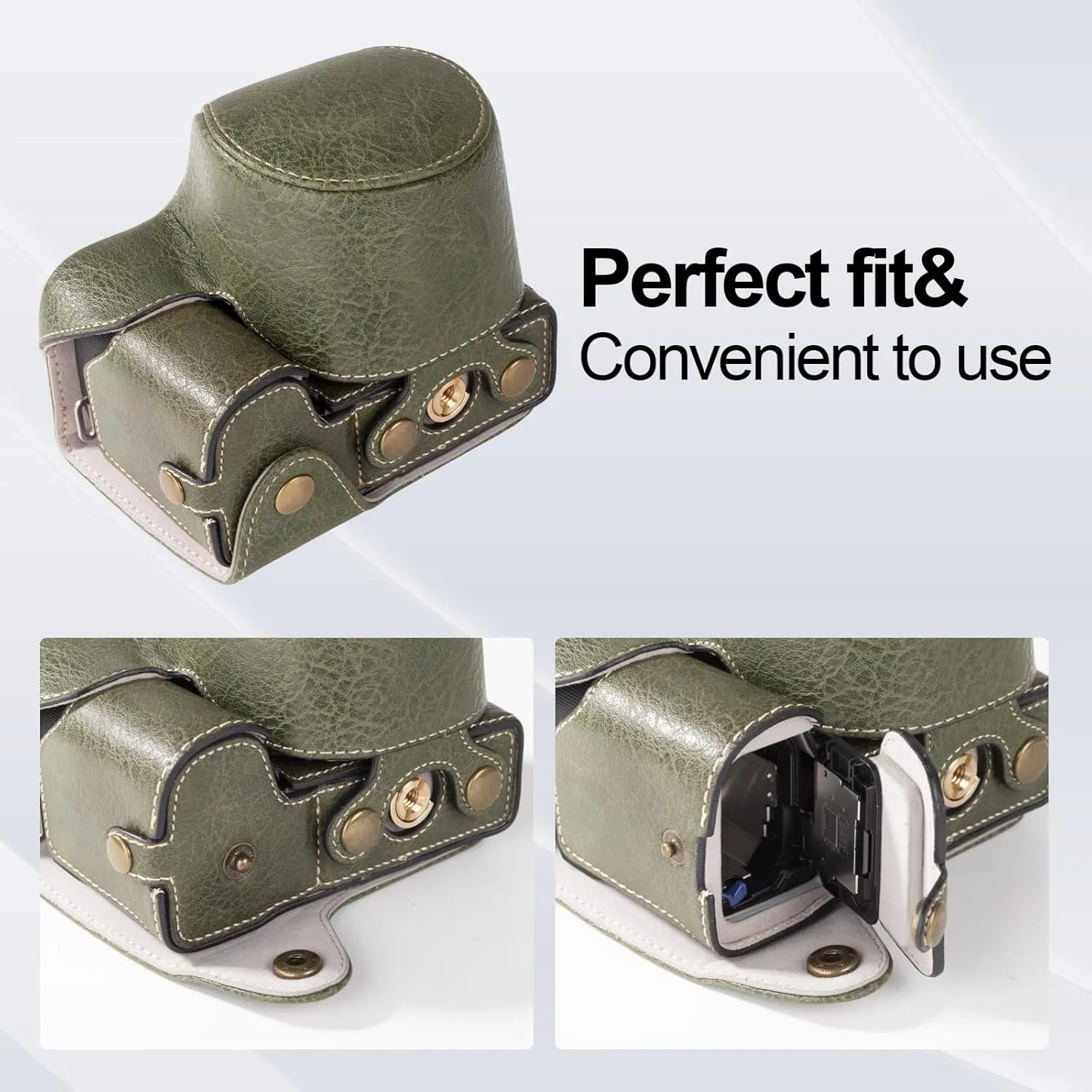 Rieibi Protective Case for Sony ZV-E10 Camera - Leather Case Fitting 16-50mm Lens - Shoulder Strap Included