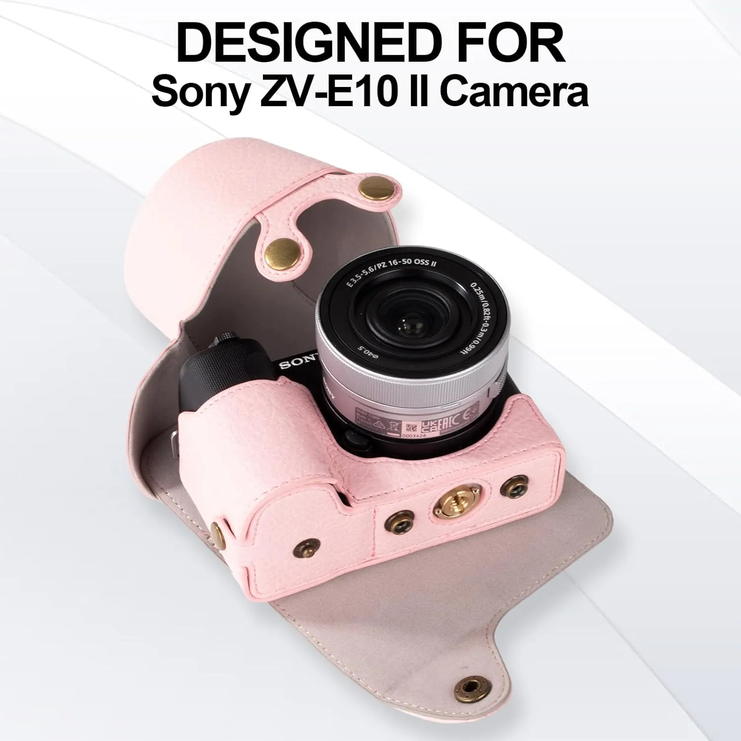 Rieibi Protective Case For Sony ZV-e10 Camera, Leather Case Fitting 16-50mm Lens, ZVE10 Bag With Shoulder Strap