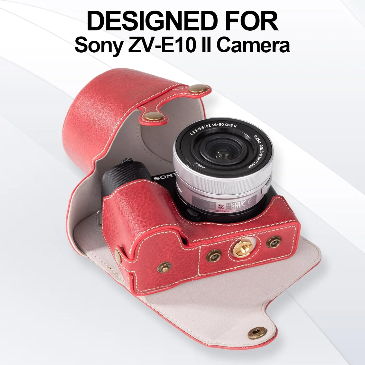 Rieibi Protective Case For Sony Zv-e10 II Camera, Leather bag For Sony Alpha ZV E10 II Case, ZVE10 II cover Fit 16-50mm Lens, ZV-E10 II Bag With Shoulder Strap