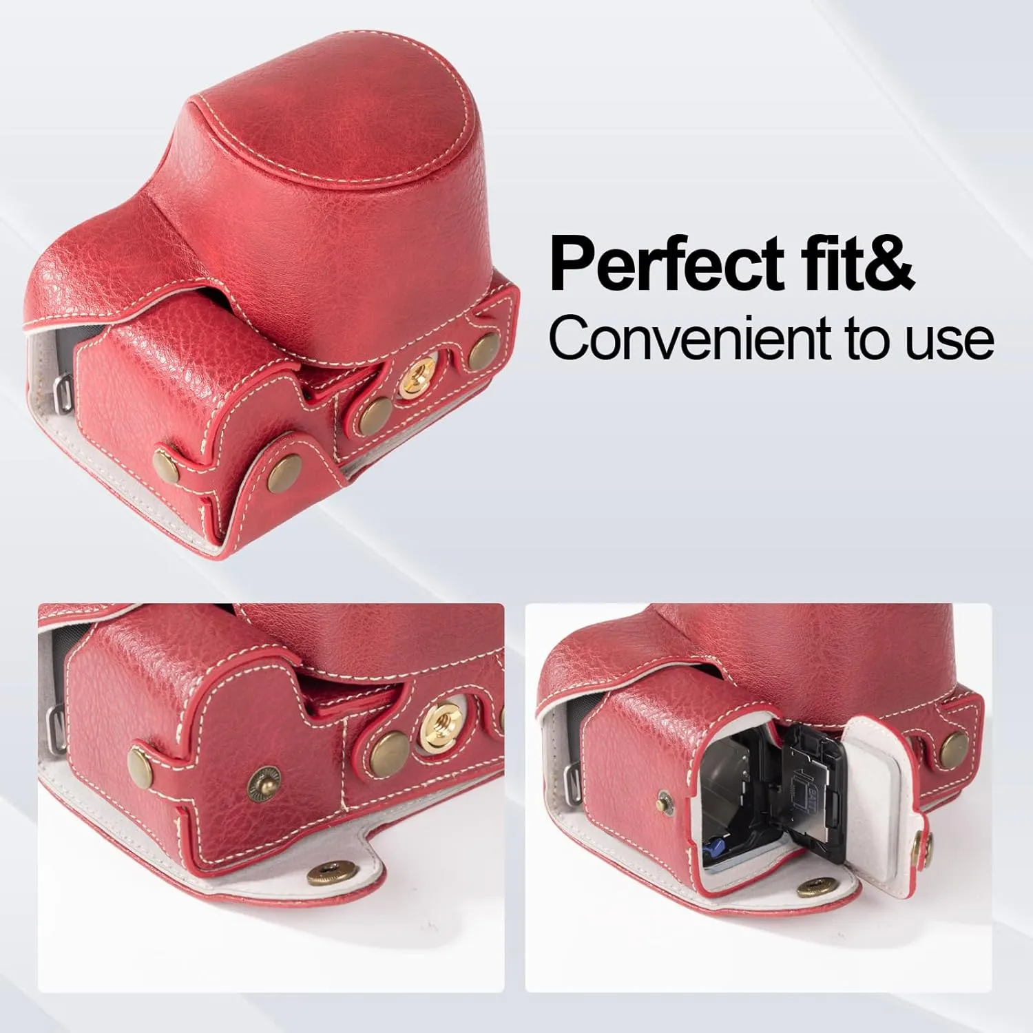 Rieibi Protective Case For Sony Zv-e10 II Camera, Leather bag For Sony Alpha ZV E10 II Case, ZVE10 II cover Fit 16-50mm Lens, ZV-E10 II Bag With Shoulder Strap