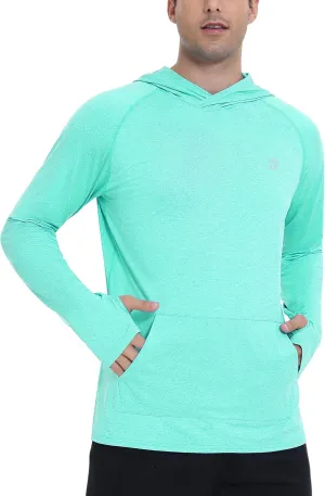 Roadbox Fishing Shirts for Men Long Sleeve, UPF 50  Sun Protection Hoodies with Pocket, Outdoor Running Hiking Rash Guard