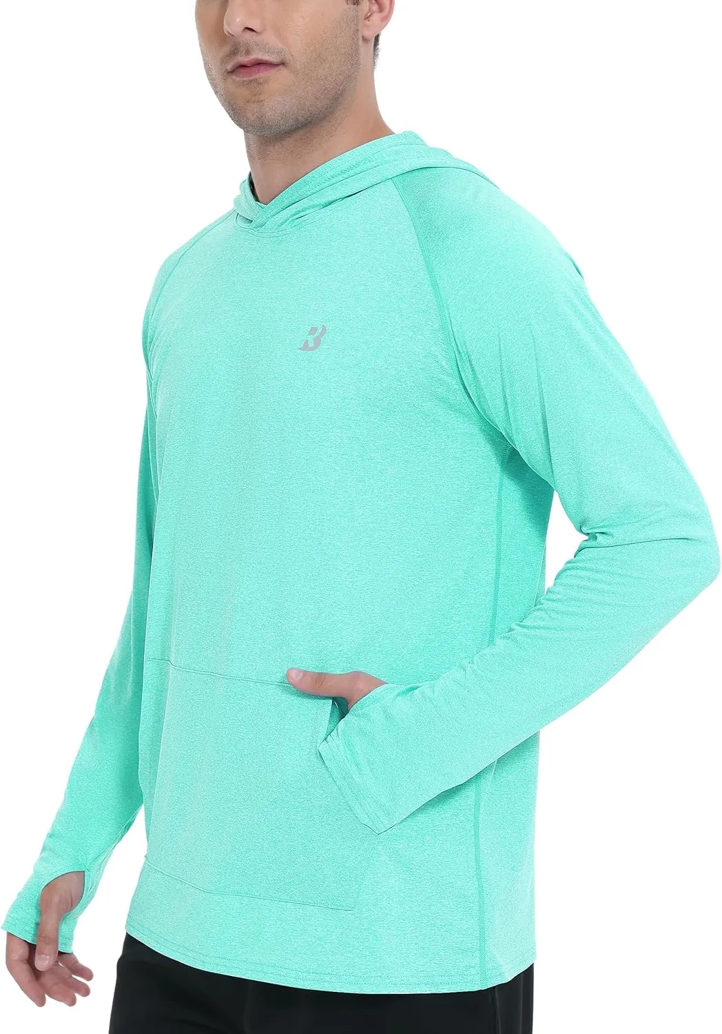 Roadbox Fishing Shirts for Men Long Sleeve, UPF 50  Sun Protection Hoodies with Pocket, Outdoor Running Hiking Rash Guard