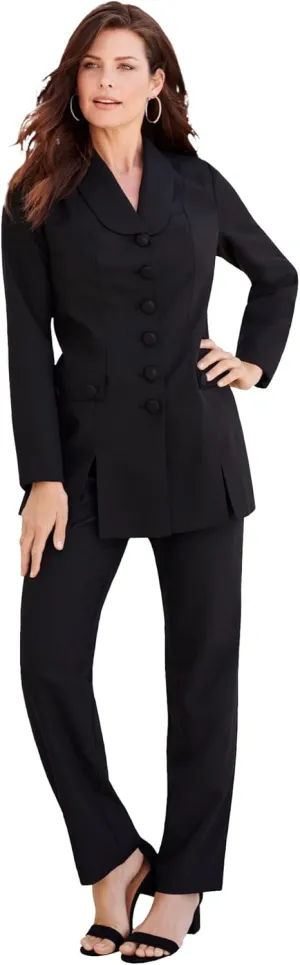 Roaman's Women's Plus Size Ten-Button Pantsuit
