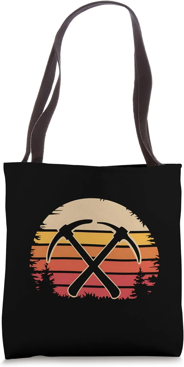 Rockhounding Mining Geology Retro Sunset Graphic Tote Bag