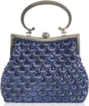ROUROU Retro Hollow Shoulder Bag for Women Evening Clutch Bag Kiss Lock Crossbody Bag Top Handle Handbag Wedding Purse