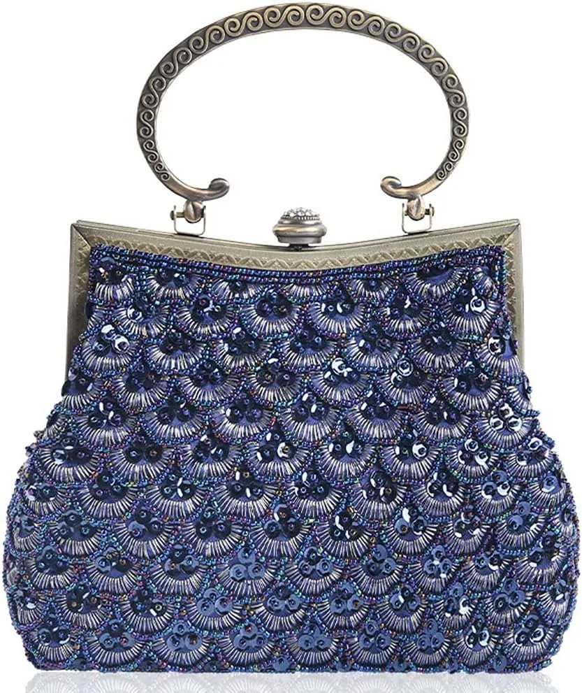 ROUROU Retro Hollow Shoulder Bag for Women Evening Clutch Bag Kiss Lock Crossbody Bag Top Handle Handbag Wedding Purse