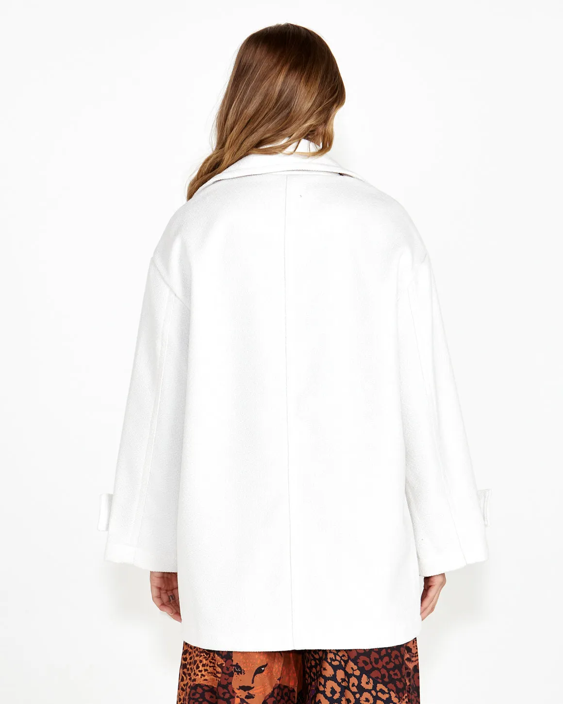 Sass Astra boyfriend coat ivory