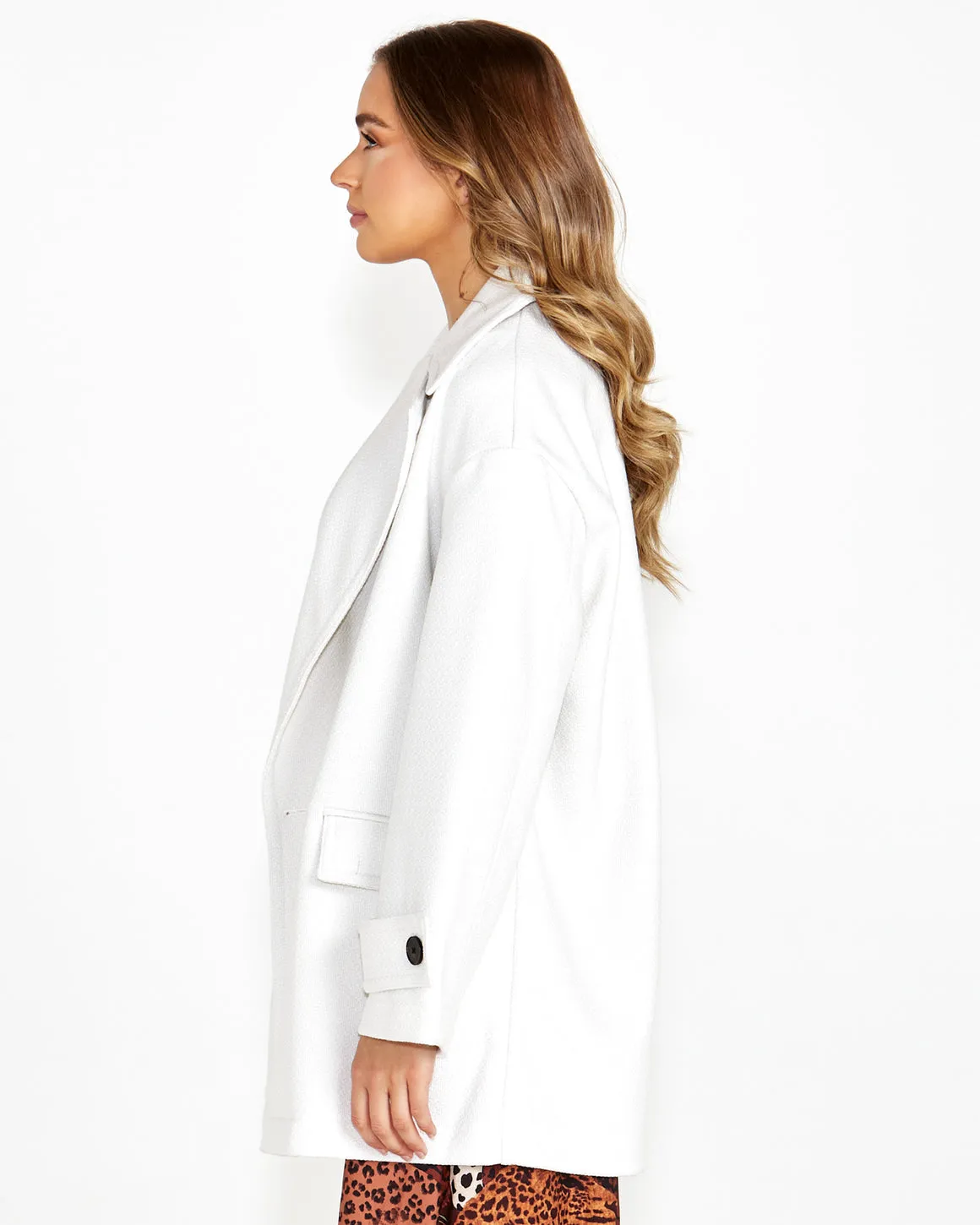 Sass Astra boyfriend coat ivory