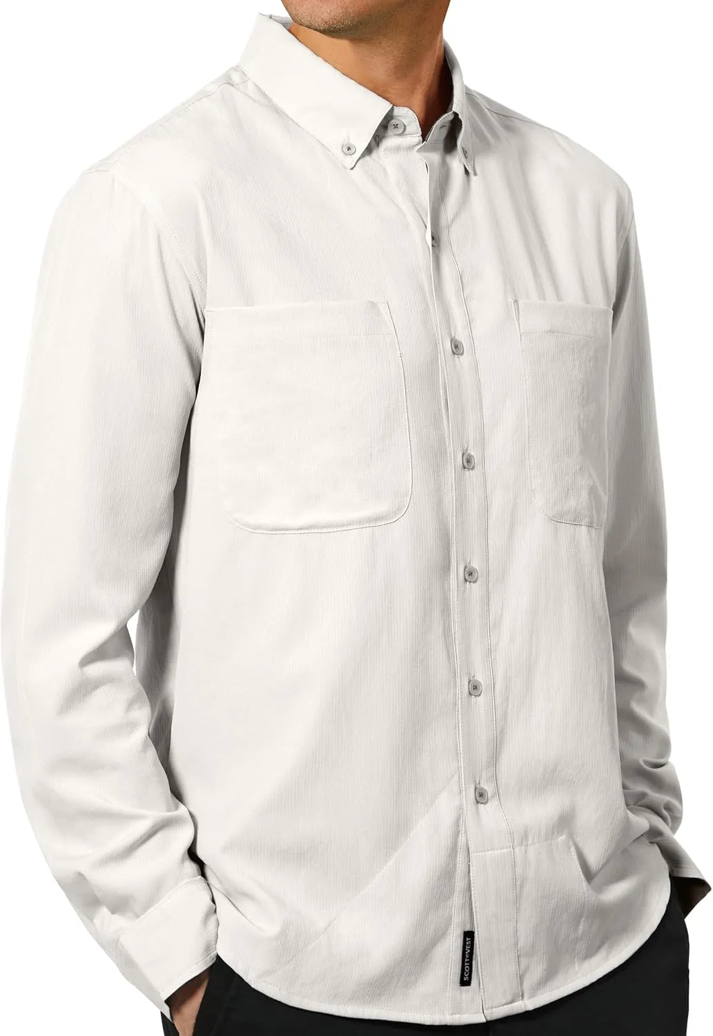 SCOTTeVEST Adventurer Long Sleeve Shirt for Men - 6 Hidden Pockets - Quick Dry Button Down for Travel & More