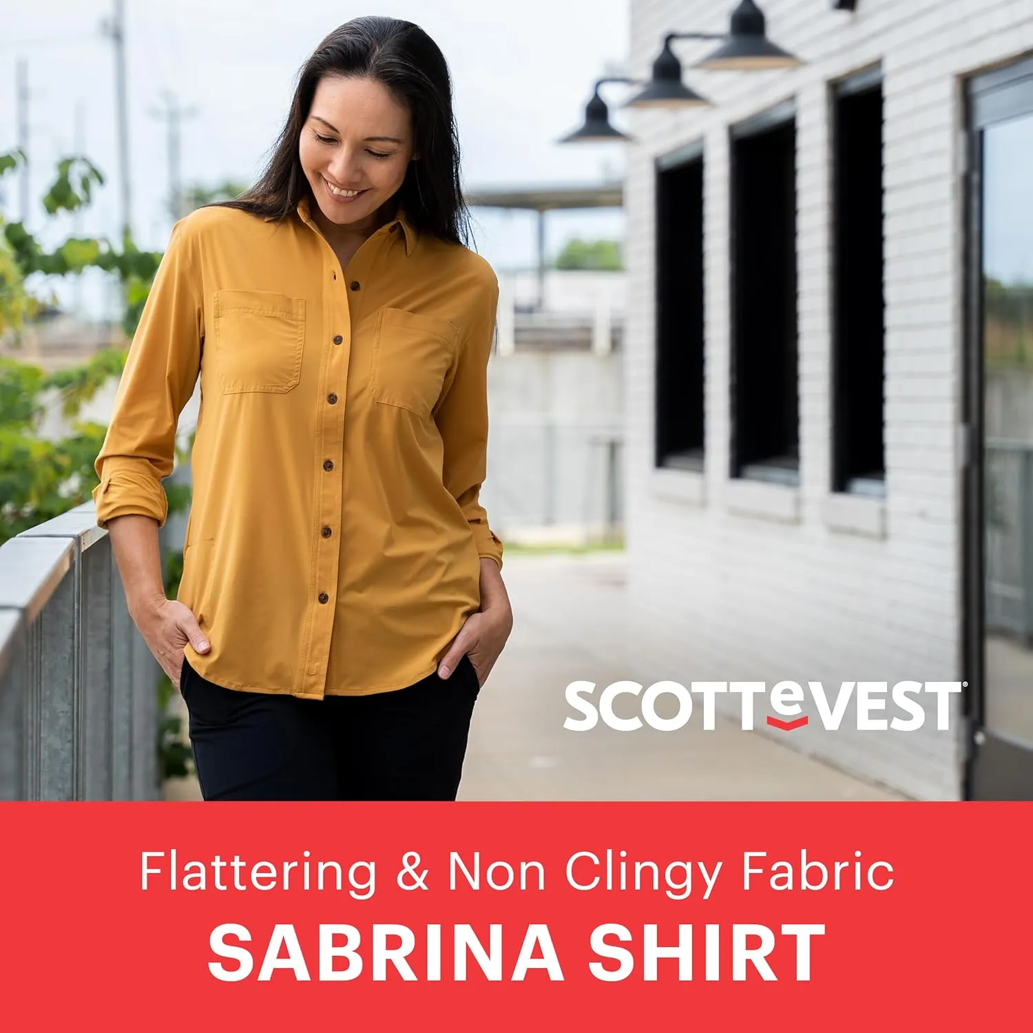 SCOTTeVEST Sabrina Shirt for Women - 6 Hidden Pockets - Lightweight Quick Dry Casual Top for Travel & More