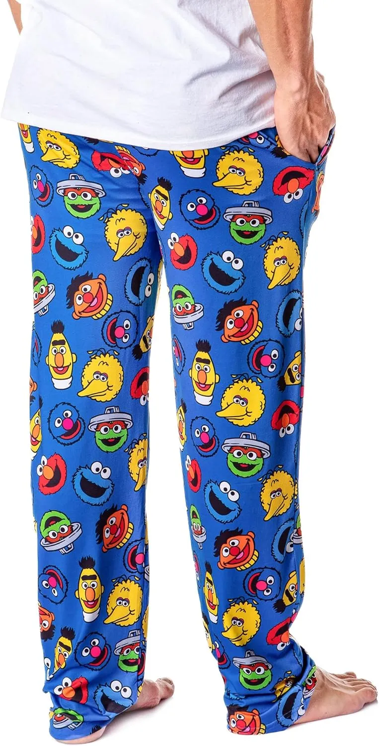Sesame Street Men's Allover Character Head Adult Lounge Pajama Pants