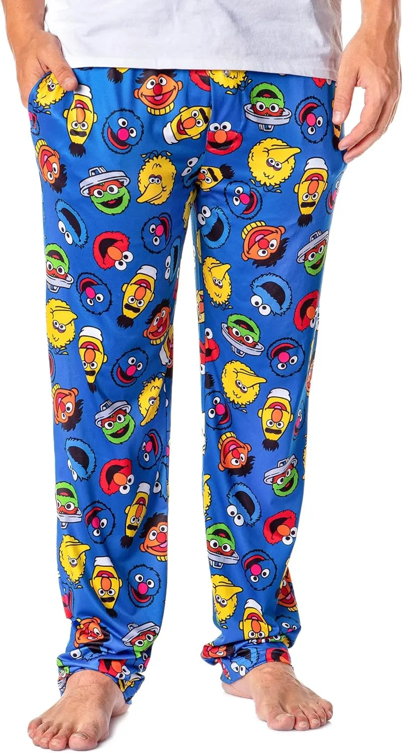 Sesame Street Men's Allover Character Head Adult Lounge Pajama Pants