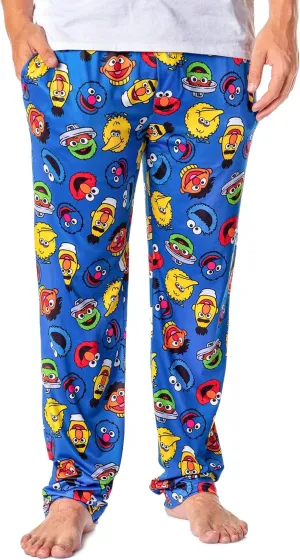 Sesame Street Men's Allover Character Head Adult Lounge Pajama Pants
