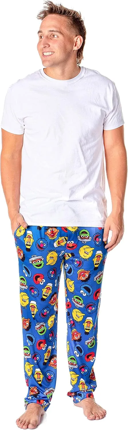 Sesame Street Men's Allover Character Head Adult Lounge Pajama Pants