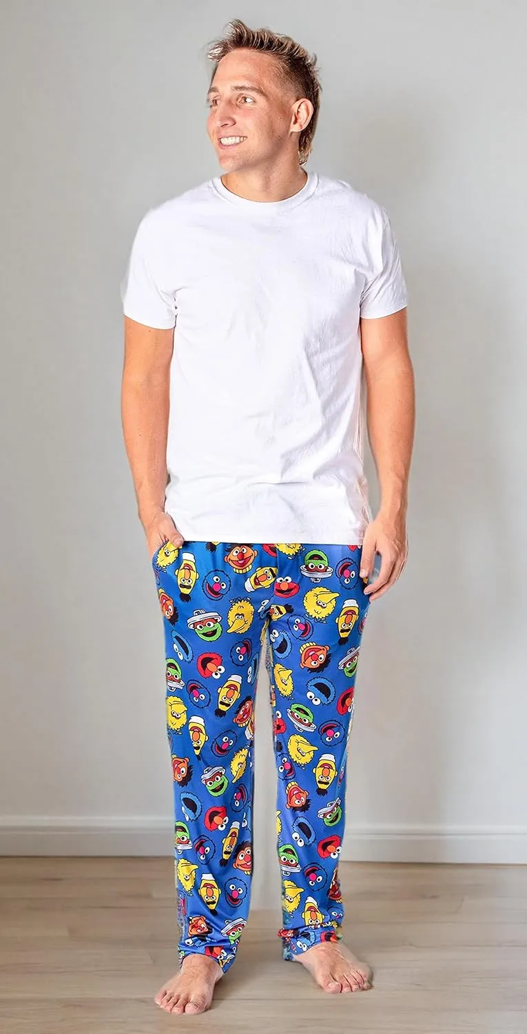 Sesame Street Men's Allover Character Head Adult Lounge Pajama Pants