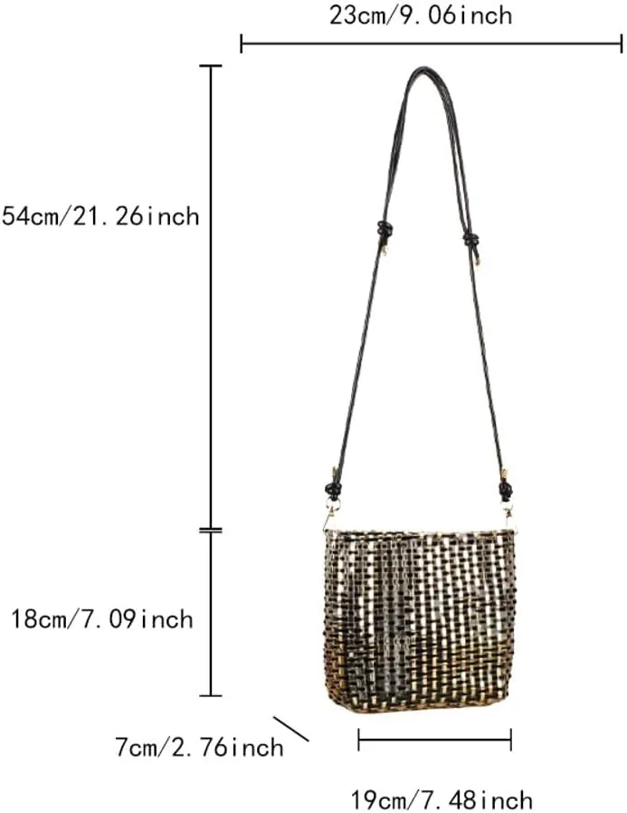 Shiny Crossbody Bag for Women Retro Beach Shoulder Bag PU Leather Messenger Handbag Fashion Summer Tote Hobo Purse Satchel