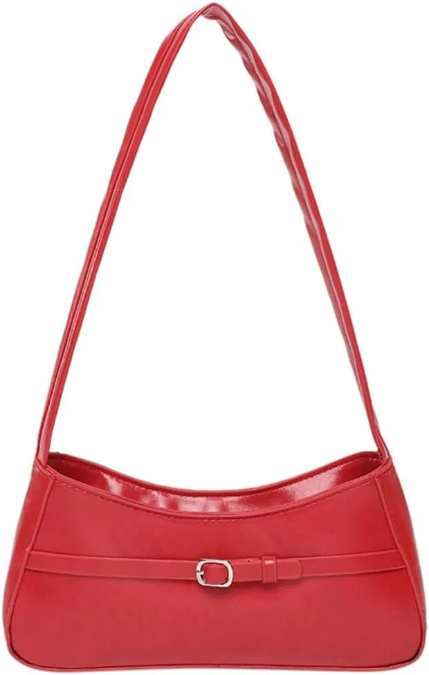 Shoulder Bag for Women Trendy Red Leather Purse Women's Buckle Underarm Bag Y2k Burgundy Clutch Tote Purse 2025