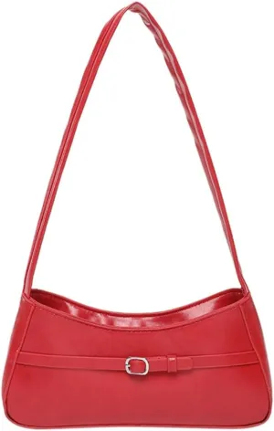 Shoulder Bag for Women Trendy Red Leather Purse Women's Buckle Underarm Bag Y2k Burgundy Clutch Tote Purse 2025