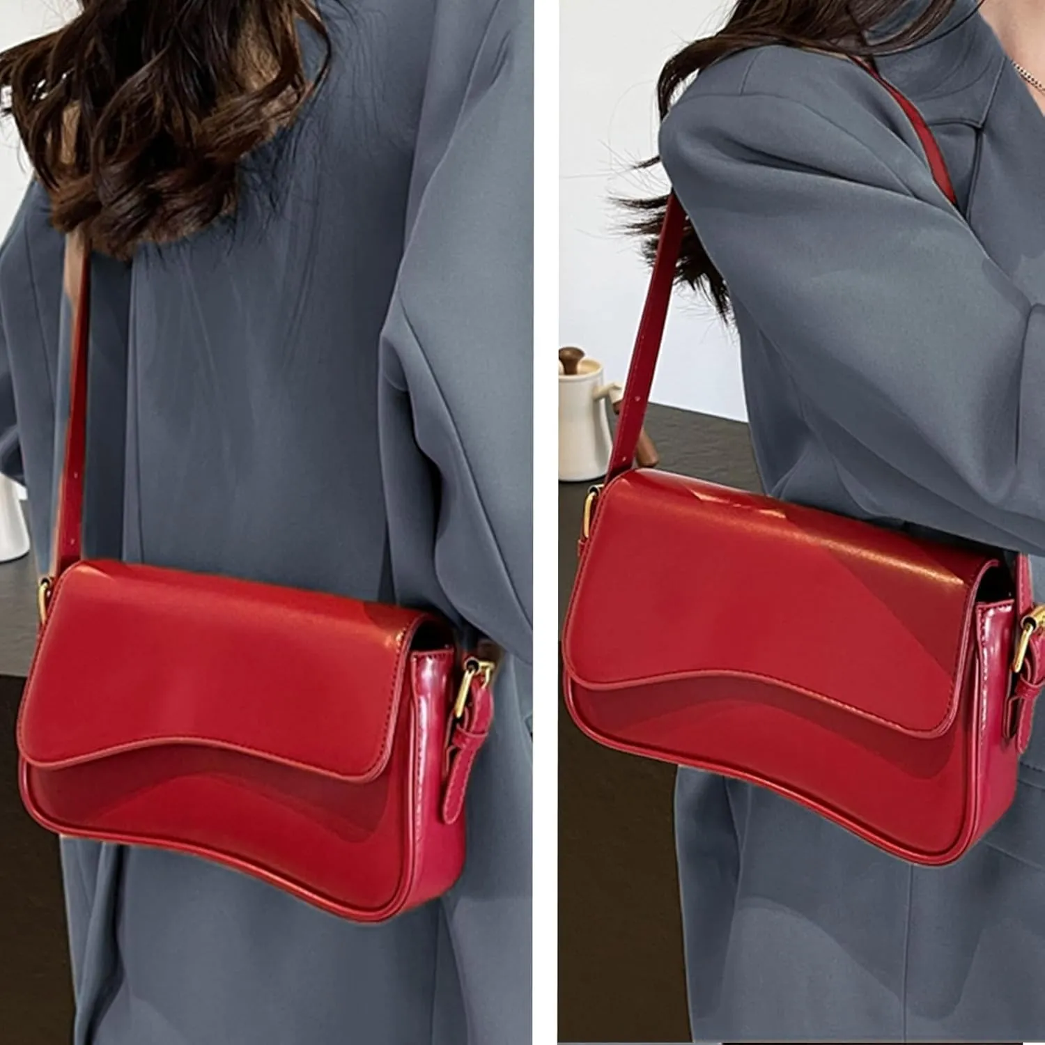 Shoulder Bag for women,Waterproof PU Clutch Purses Handbag with 2 Detachable Strap Crossbody Bags for Travel/Shopping