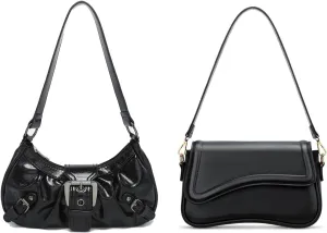 Shoulder Purses for Women Y2K Small Black Shoulder Bag Cute Hobo Bag Trendy Underarm HandBag Punk Hobo Clutch Purses