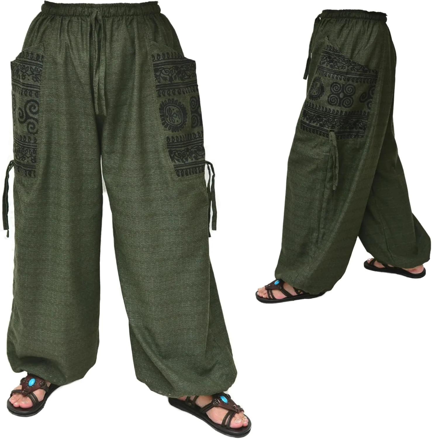 Siamrose Casual Baggy Yoga Lounge Harem Pants Women Men with Adjustable Length 2 Big Pockets