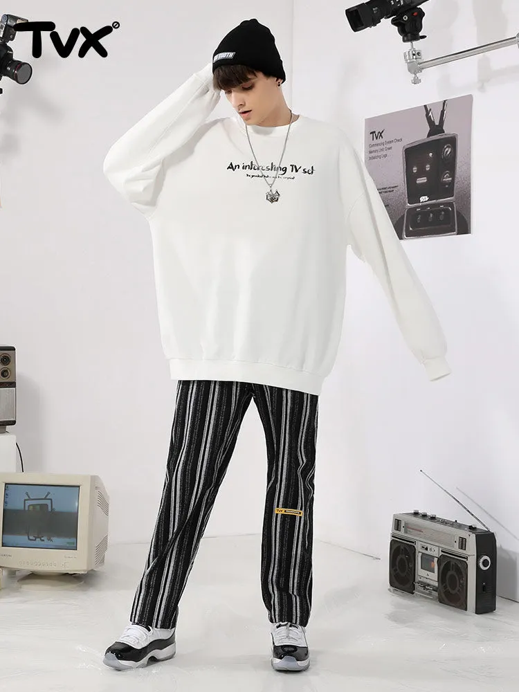 Simple basic cartoon TV letter-printed pullover round neck hoodie