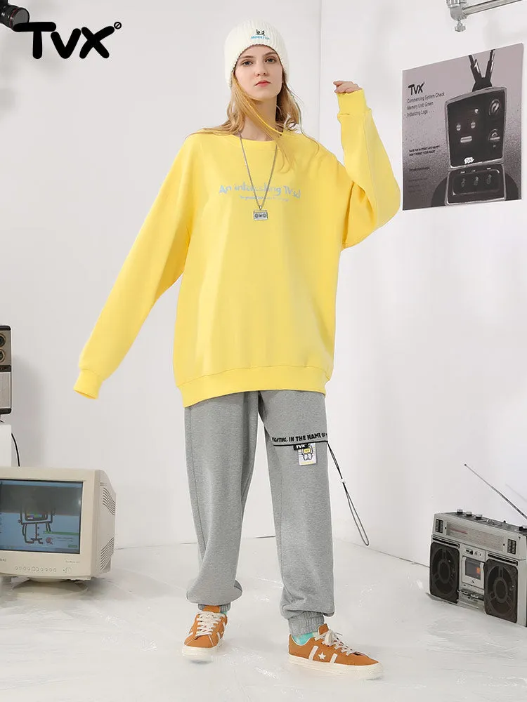 Simple basic cartoon TV letter-printed pullover round neck hoodie