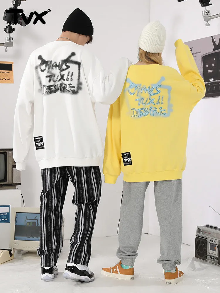 Simple basic cartoon TV letter-printed pullover round neck hoodie