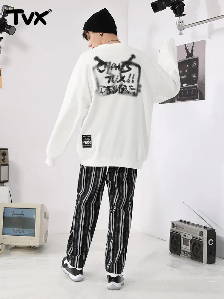 Simple basic cartoon TV letter-printed pullover round neck hoodie