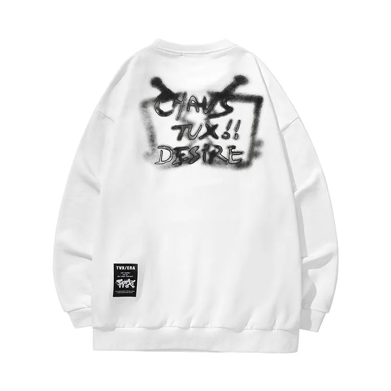 Simple basic cartoon TV letter-printed pullover round neck hoodie