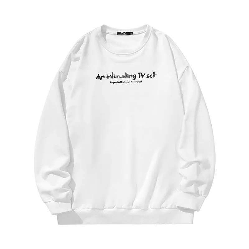 Simple basic cartoon TV letter-printed pullover round neck hoodie