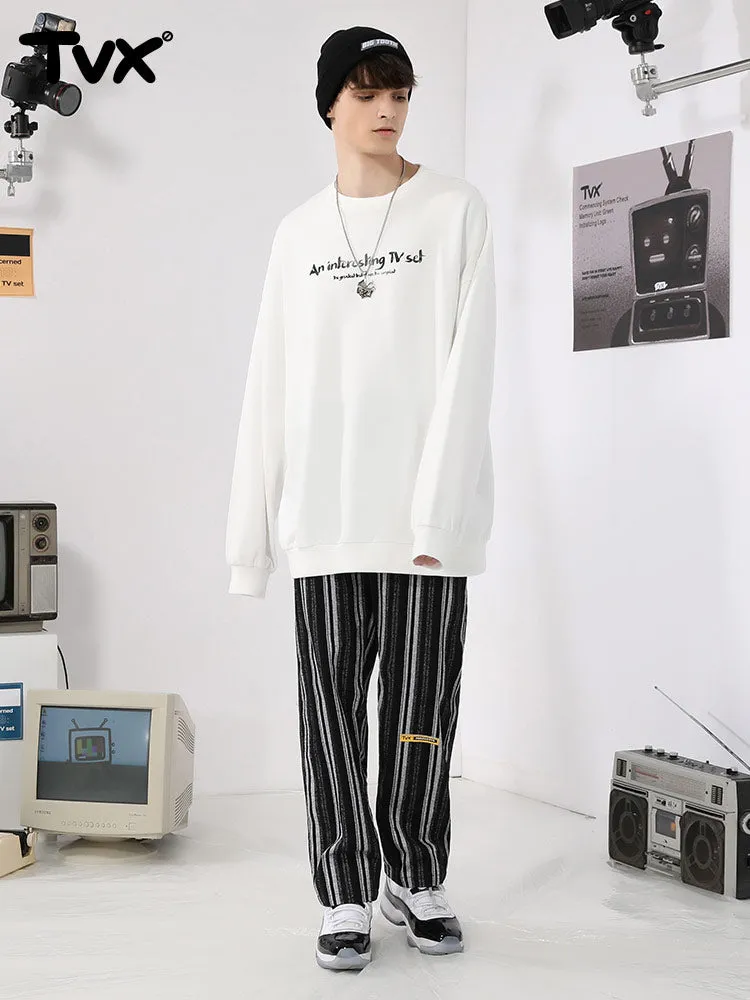 Simple basic cartoon TV letter-printed pullover round neck hoodie