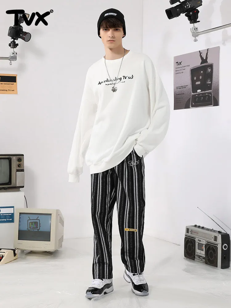Simple basic cartoon TV letter-printed pullover round neck hoodie