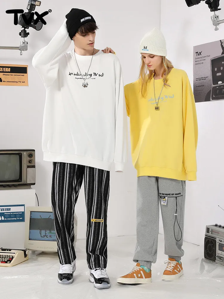 Simple basic cartoon TV letter-printed pullover round neck hoodie