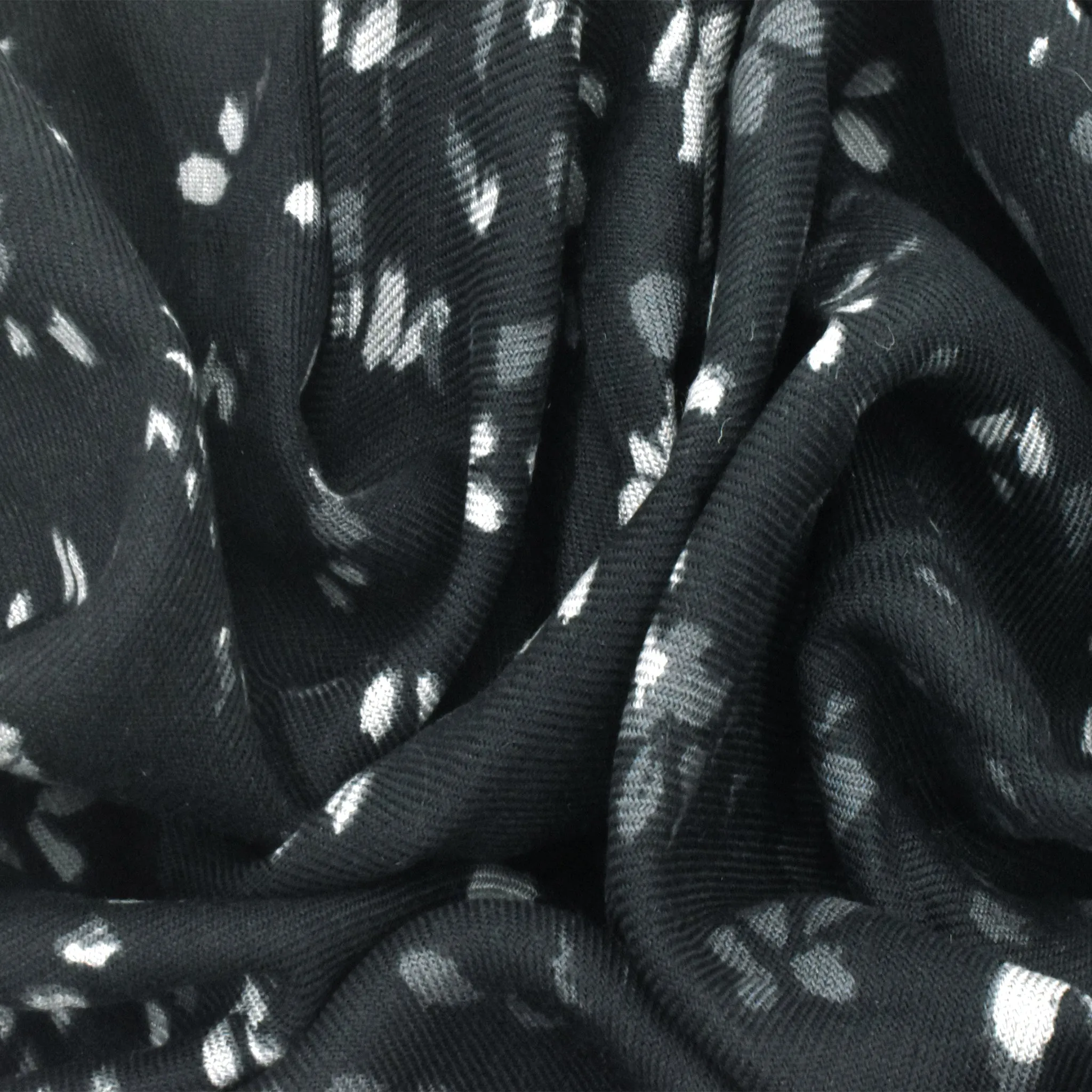 Simply Black-Gray-White Rayon Floral Printed Twill Woven Fabric