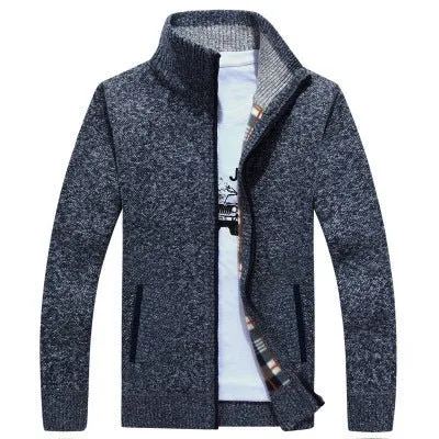 Stand Collar Men's Cardigan Sweater