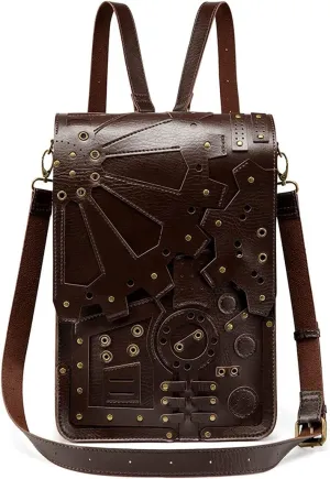 Steampunk Gothic Gear Backpack Handbag Single Shoulder Bag for Pad Punk, One Color, One Size